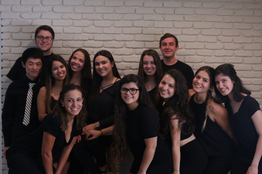 First row: (from left to right) Victoria Arguelles, Sophie Carrillo, Claudia Vera, Megan Martinez and Emily Diez. Second row: Sungho Son, Annabel Sanz, Samantha Ganter, Isabelle Carbajales and Emma Seckinger. Third row: Keith Richards and Shane McCrink. 