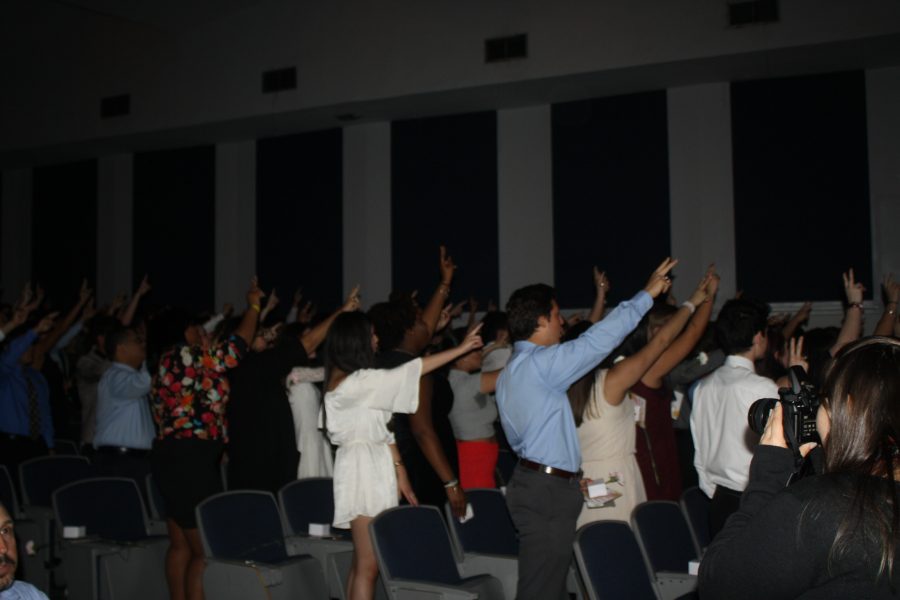 Juniors sing the Alma Mater in unison after receiving their rings, officially becoming upperclassmen.