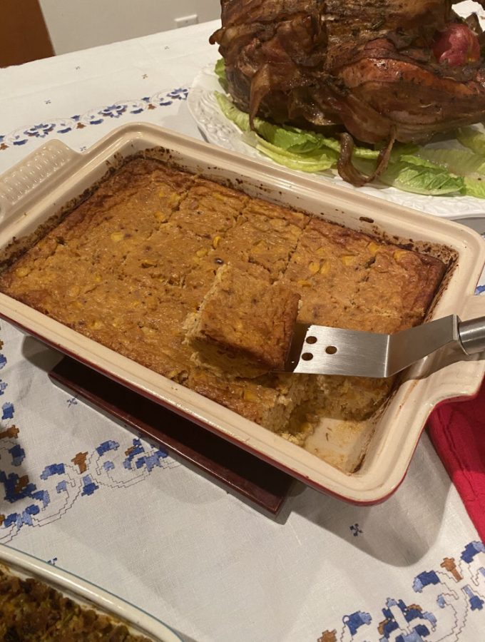 Cayetana Jaramillo, 11, and her family enjoyed a home-cooked Paraguayan dish, chipa guazu. (Photo courtesy of Cayetana Jaramillo)