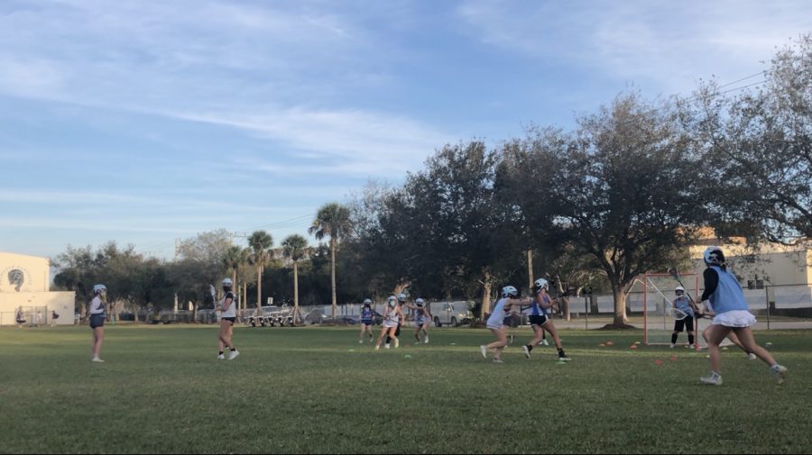 The Palmetto Girl’s Lacrosse team practicing before the season commences.