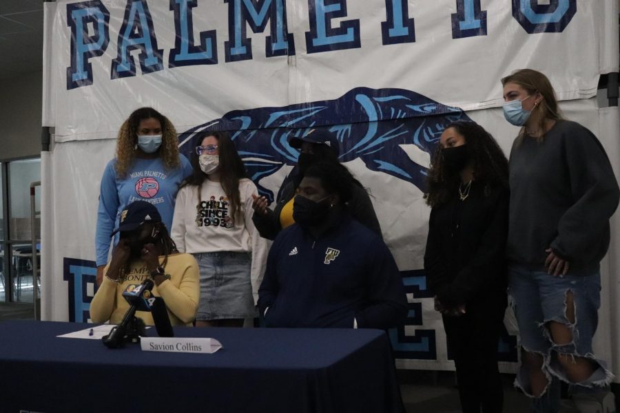 Collins is joined by his friends and family to celebrate his decision. 