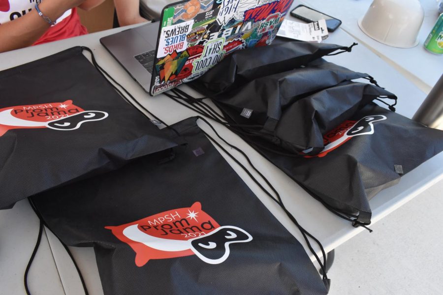 A close-up look at the Prom Jama goodie bags. The senior class board and student council worked to create the logo exclusively for the event.