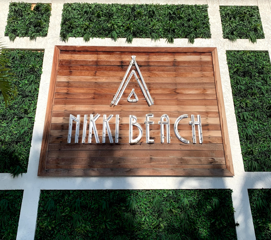 The iconic and well-known Nikki Beach sign.