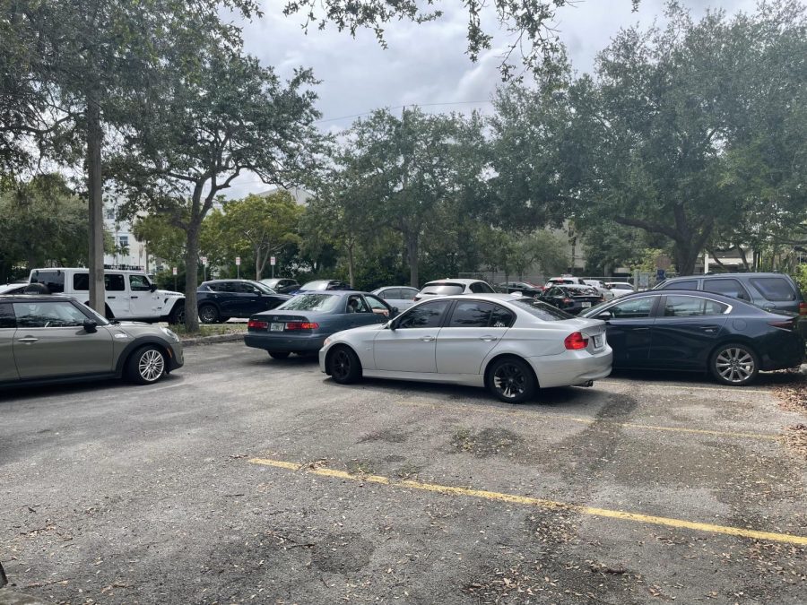 Lines of cars fill the 74th avenue parking lot as students try to leave.