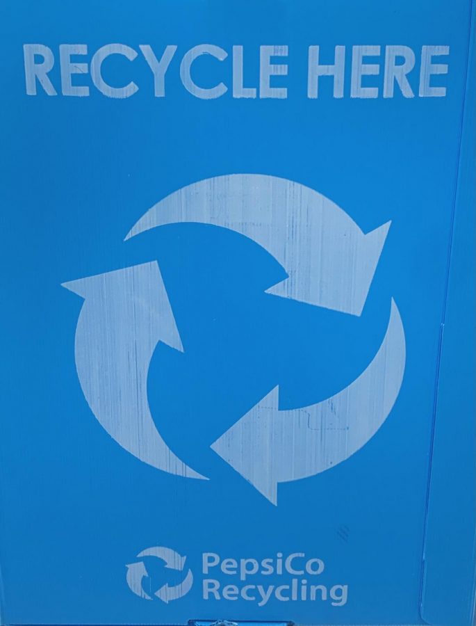 Recycling bin used at Miami Palmetto Senior High School classroom.