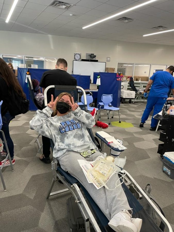 A blood donor patiently waiting to get their blood drawn during the second blood drive of the 2021–2022 school year at Miami Palmetto Senior High School.