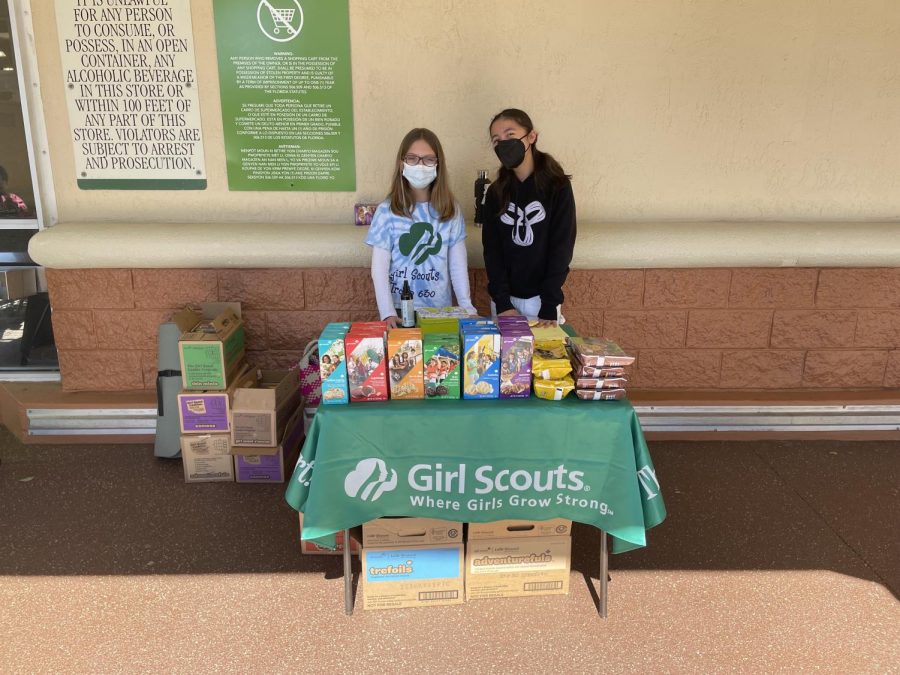 Tropical+Florida+Girl+Scout+troop+630+selling+their+large+assortment+of+cookies+at+Publix.